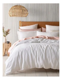 Sandy Cape Washed Belgian Linen Quilt Cover Set White