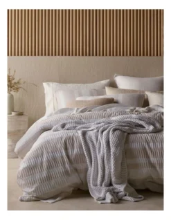 Iluka Yarn Dyed Stripe Quilt Cover Set In Moonbeam