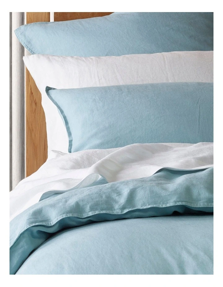 Sandy Cape Washed Belgian Linen Quilt Cover Set Seafoam 4 Sandy Cape Washed Belgian Linen Quilt Cover Set Seafoam - Image 2