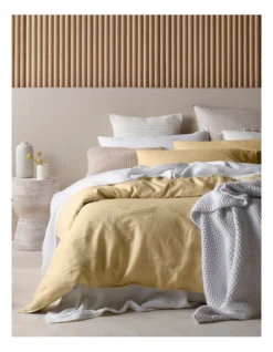 Sandy Cape Linen Quilt Cover Set In Yellow