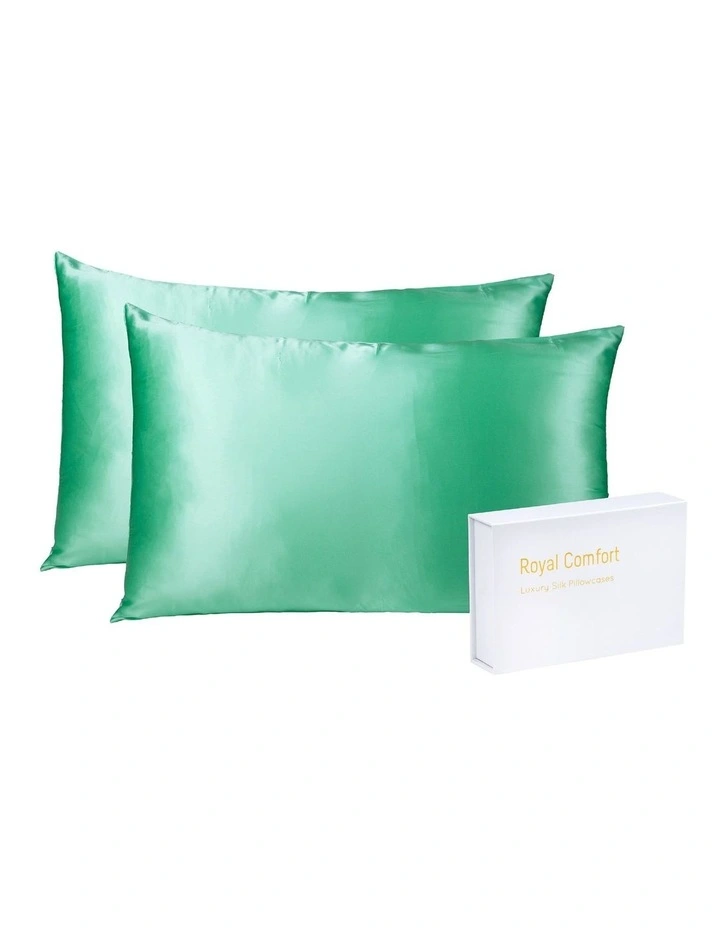 Royal Comfort Mulberry Silk Pillowcase Twin Pack Mint 4 Royal Comfort Mulberry Silk Pillowcase Twin Pack Mint - Image 2