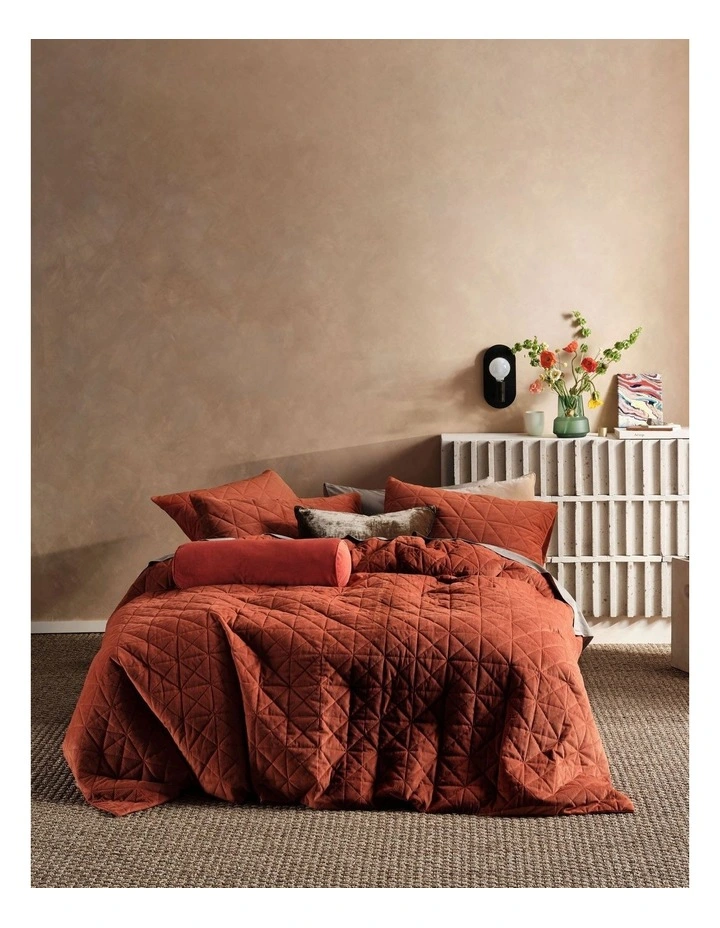 Linen House Heath Quilt Cover Set Rust 3 Linen House Heath Quilt Cover Set Rust