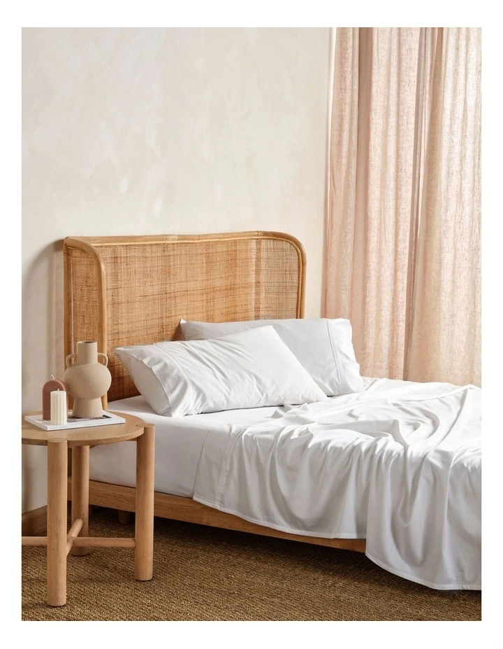 Linen House Nara Bamboo Cotton 400TC Sheet Set White 3 Linen House Nara Bamboo Cotton 400TC Sheet Set White