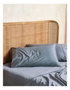 Linen House Nara Bamboo Cotton 400TC Sheet Set Bluestone -Bedding Shop 778131550 778129570 2 720x928