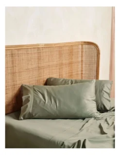 Linen House Nara Bamboo Cotton 400TC Sheet Set Moss -Bedding Shop 778131550 778129750 2 1 720x928