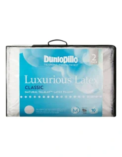 Luxurious Classic Medium Profile & Feel Latex Pillow In White 2 Pack