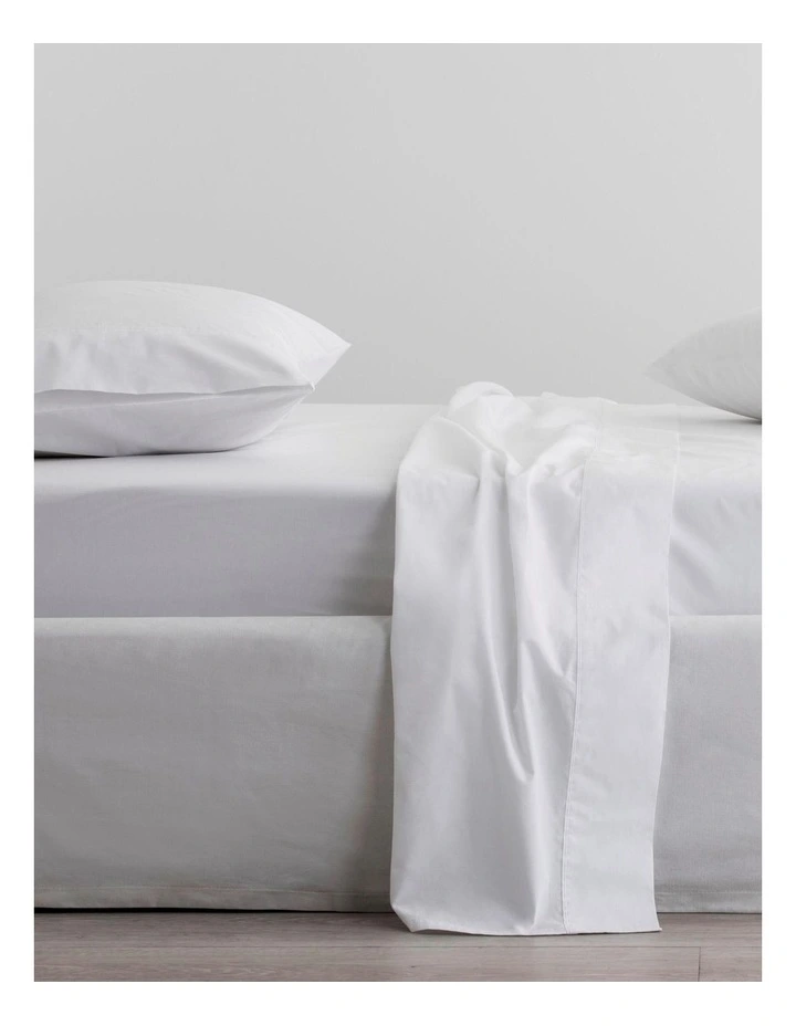 Organic Cotton Percale 300TC Fitted Sheet In Snow 3 Organic Cotton Percale 300TC Fitted Sheet In Snow