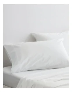 Organic Cotton Percale 300TC Sheet Set In Snow -Bedding Shop 787424500 3 720x928