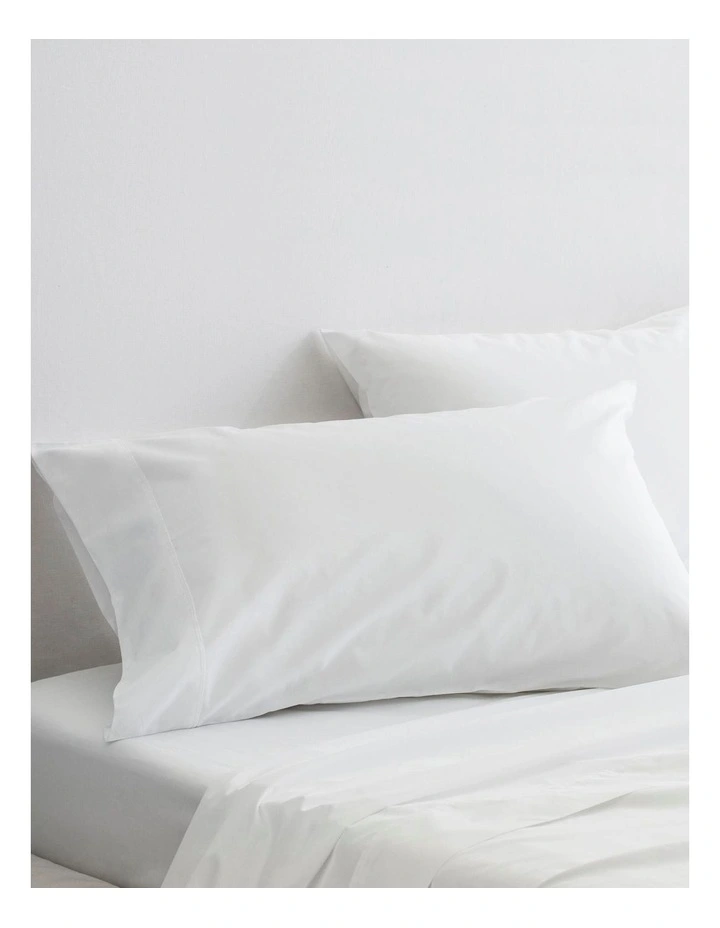 Organic Cotton Percale 300TC Standard Pillowcase 2 Pack In Snow 5 Organic Cotton Percale 300TC Standard Pillowcase 2 Pack In Snow - Image 3