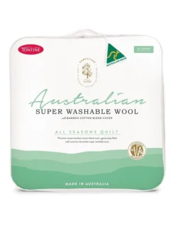 Homestead Australian Super Wash Wool With Bamboo Quilt White