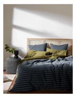 French Stripe Bedlinen Collection In Steel