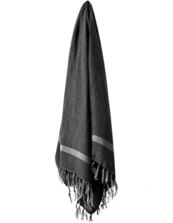 Herringbone Throw In Charcoal