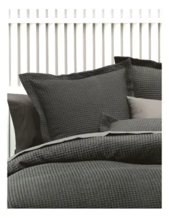 Linen House Deluxe Waffle Quilt Cover Set Charcoal -Bedding Shop 818835220 818833870 2 720x928