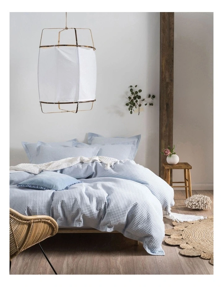 Linen House Deluxe Waffle Quilt Cover Set In Soft Blue 3 Linen House Deluxe Waffle Quilt Cover Set In Soft Blue