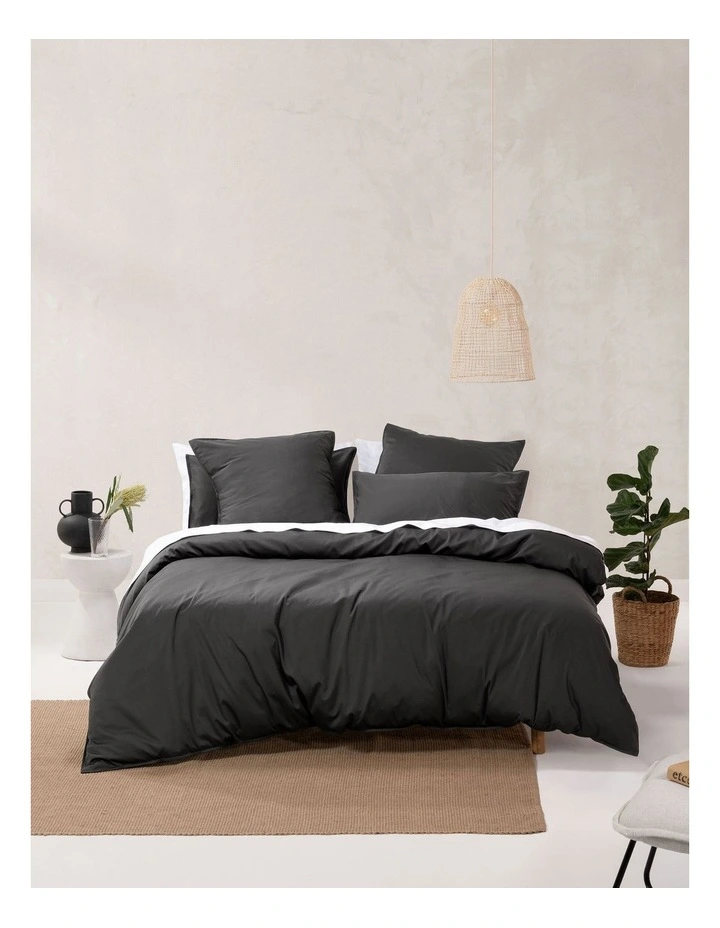 Linen House Nara 400TC Bamboo Cotton Quilt Cover Set Charcoal 3 Linen House Nara 400TC Bamboo Cotton Quilt Cover Set Charcoal