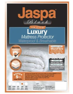 Jaspa Black Luxury Waterproof Protector In White -Bedding Shop 837985330 3 720x928