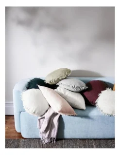 Vintage Linen Fringe 45cm Round Cushion In Shell -Bedding Shop 840238390 3 1 720x928