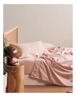 Linen House 250TC Goldie Sheet Set In Rose