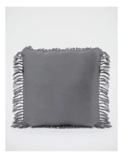 Moreton Tassel Linen Cushion In Grey