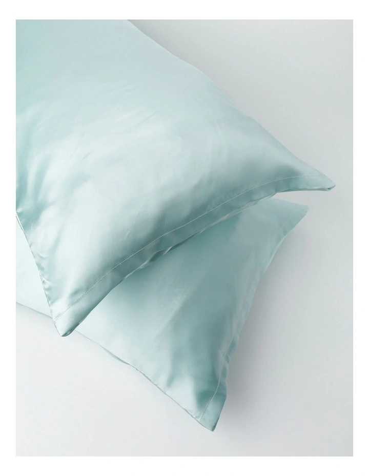 Heritage Silk Front Pillowcase Pair Sky Blue 4 Heritage Silk Front Pillowcase Pair Sky Blue - Image 2