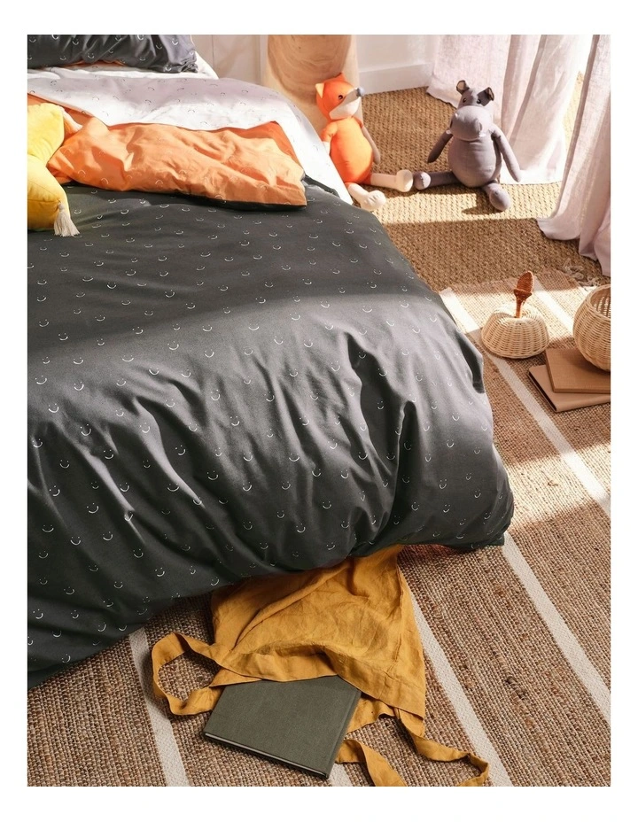 Smiles All Round Quilt Cover Set In Charcoal/Apricot 7 Smiles All Round Quilt Cover Set In Charcoal/Apricot - Image 5