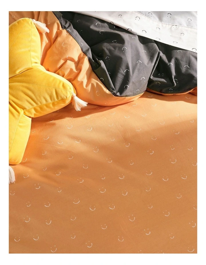 Smiles All Round Quilt Cover Set In Charcoal/Apricot 8 Smiles All Round Quilt Cover Set In Charcoal/Apricot - Image 6