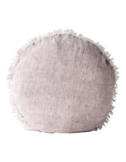 Vintage Linen Fringe 55cm Round Cushion In Dusk