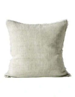 Vintage Linen Fringe Cushion Fennel