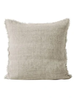 Vintage Linen Fringe Cushion Natural