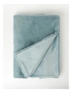 Heritage Amelie Fur Throw In Duck Egg