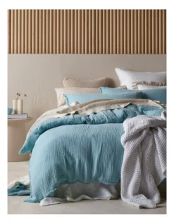 Alawa Cotton Gauze Quilt Cover Set Blue