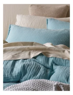 Alawa Cotton Gauze Quilt Cover Set Blue 7 Alawa Cotton Gauze Quilt Cover Set Blue -Bedding Shop 871757560 871758190 3 720x928