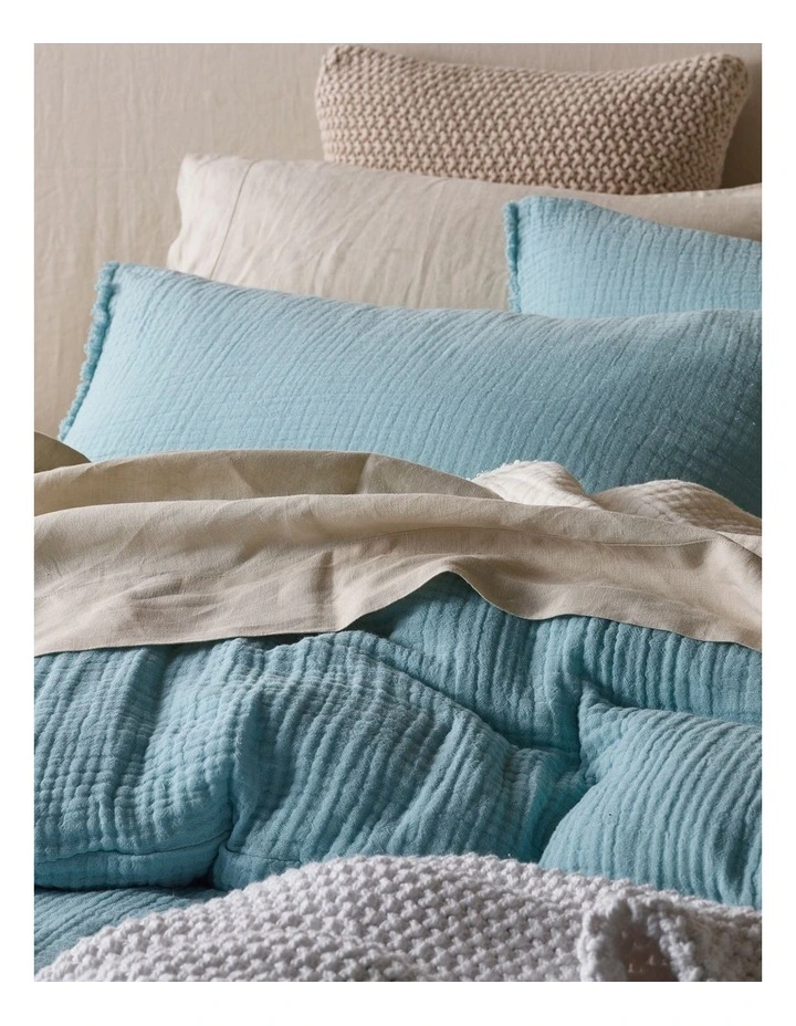 Alawa Cotton Gauze Quilt Cover Set Blue 5 Alawa Cotton Gauze Quilt Cover Set Blue - Image 3