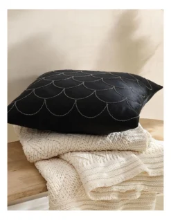 Kinsey Square Cushion In Black -Bedding Shop 877174300 3 720x928
