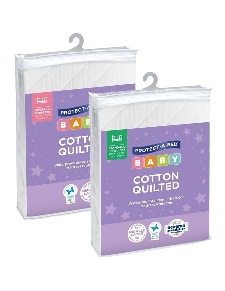 Kids Cotton Quilted Waterproof Fitted Cot Mattress Protector 4 Kids Cotton Quilted Waterproof Fitted Cot Mattress Protector - Image 2