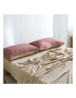 Cotton Double Sheet Set In Vanilla Rhubarb