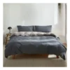 Cotton Duvet Double Quilt Cover Set In Dark Grey -Bedding Shop 884108440 1 720x928