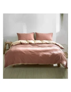 Cotton Duvet Single Quilt Cover Set In Red/Beige
