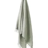 Vintage Linen Fringe Throw Sage