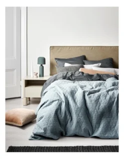 Chambray Quilted Bedlinen Collection Bluestone