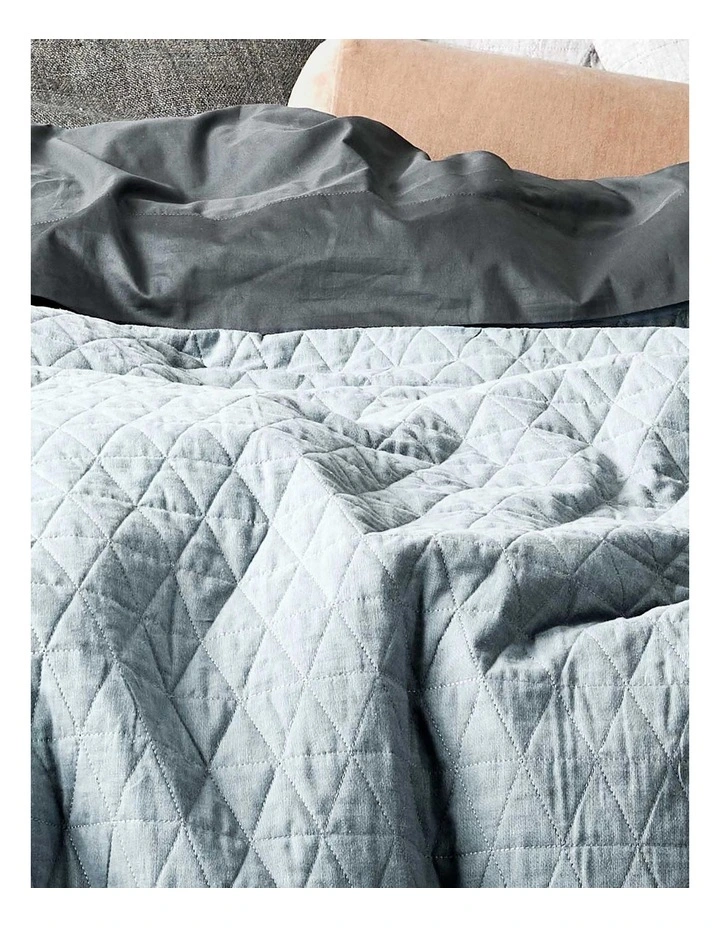 Chambray Quilted Bedlinen Collection Bluestone 4 Chambray Quilted Bedlinen Collection Bluestone - Image 2