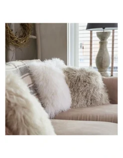 Naturally Sheepskins Long Wool Mongolian Sheepskin Cushion Cover Grey -Bedding Shop 906854950 2 720x928