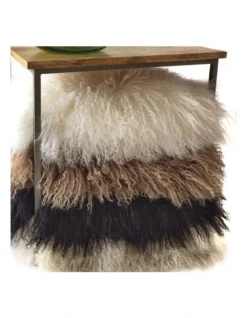Naturally Sheepskins Long Wool Mongolian Sheepskin Cushion Cover Grey -Bedding Shop 906854950 3 720x928