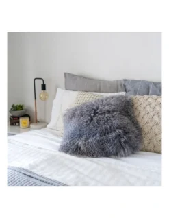 Naturally Sheepskins Long Wool Mongolian Sheepskin Cushion Cover Grey -Bedding Shop 906854950 4 720x928