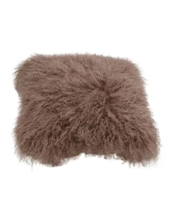 Naturally Sheepskins Long Wool Mongolian Sheepskin Cushion Cover Mocha