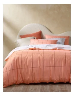 Yubi Vertical Mosaic Quilt Cover Set In Peach