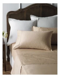 Heritage Diana 400TC Egyptian Cotton Sateen 50cm Sheet Set In Champagne