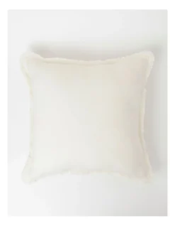 Boardwalk Linen Frayed Edge Cushion 50x50 Cm In White