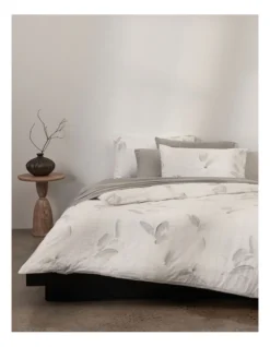 Calvin Klein Shadow Grid Floral Quilt Cover Set In Grey