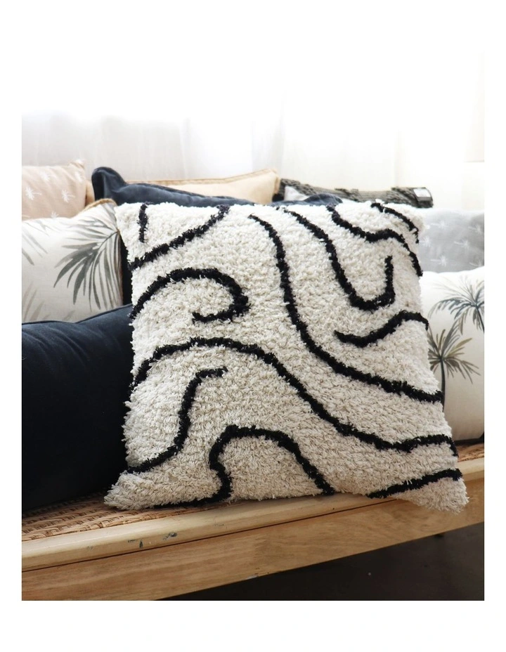Mona Tufted Cushion 50cm Off White/Black 3 Mona Tufted Cushion 50cm Off White/Black